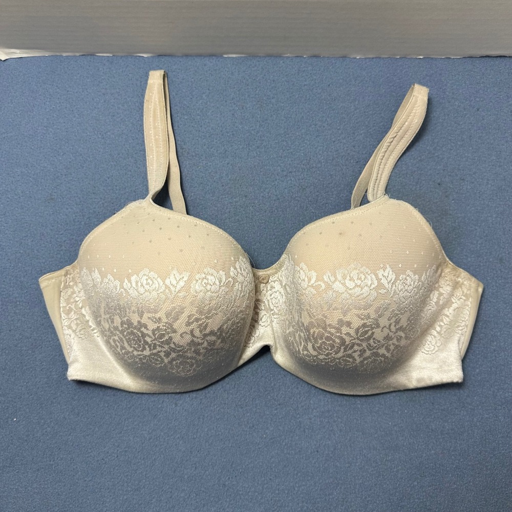 Soma Stunning Support Balconet Bra 38DD Beige Floral Lace Polka Dot Underwire